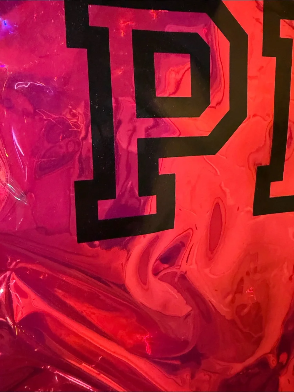 PINK Victoria's Secret Iridescent Hot Pink Tote with Black Straps